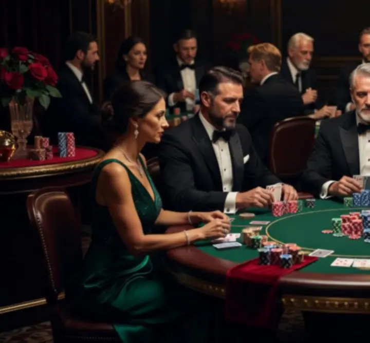 Luksusowy event kasynowy CSODA PLAY z eleganckim oświetleniem i stołami do gier