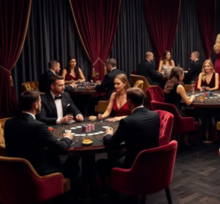 Ciemna, elegancka scenografia z oświetleniem klubowym